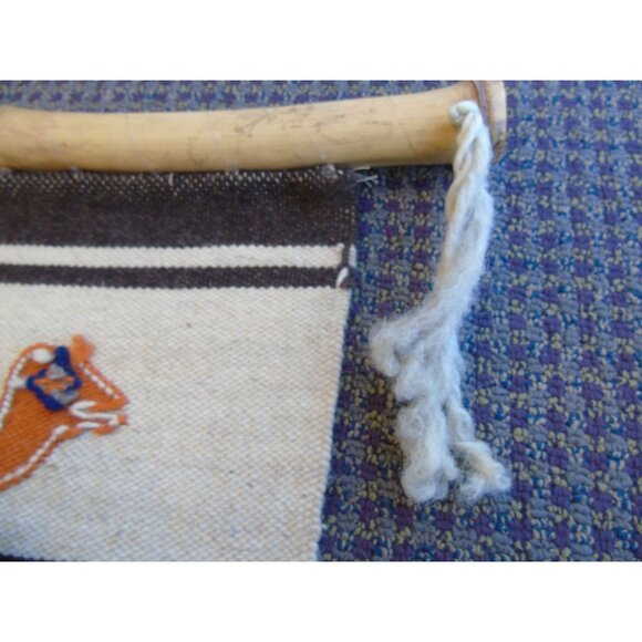 Vintage 1970’s Guatemala Handmade Hand Woven Wool Wall Hanging Sugar Cane Strip - Picture 9 of 10